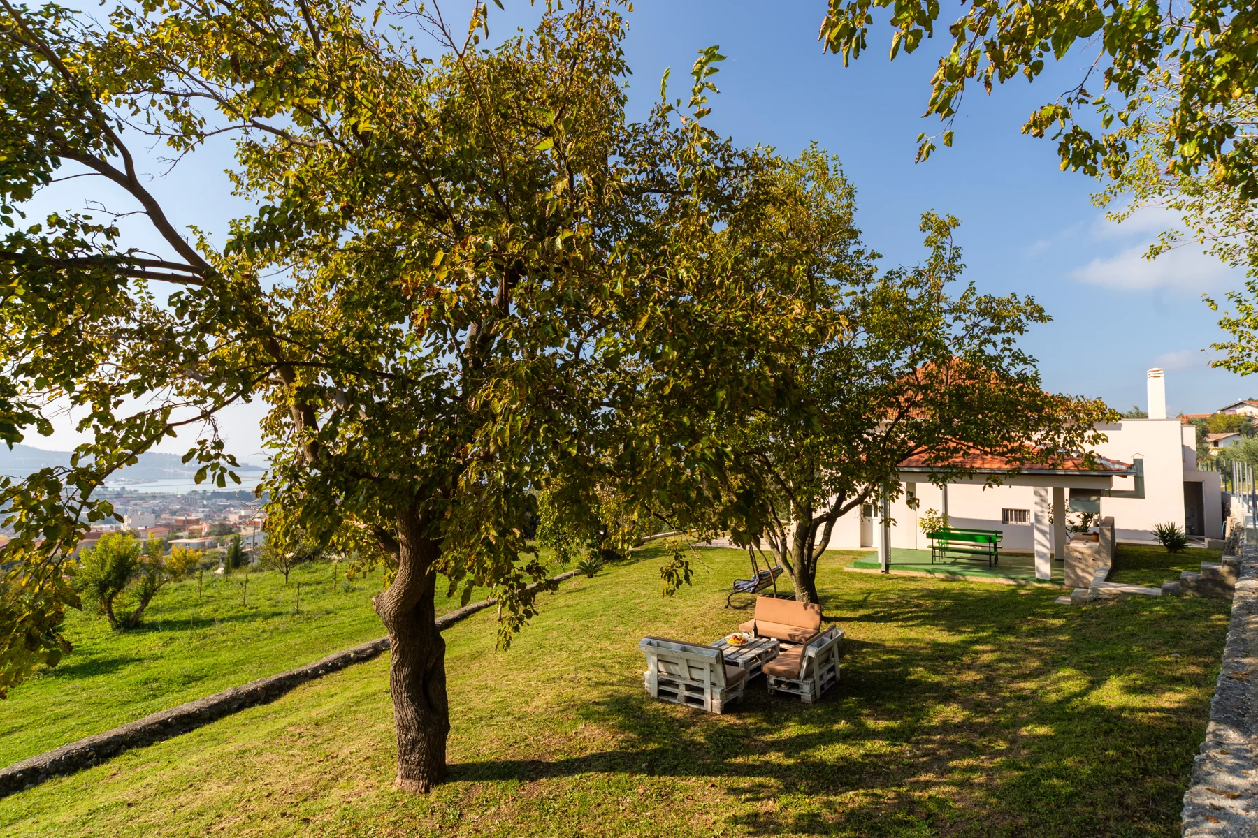 Uphill Villa — garden and olive trees